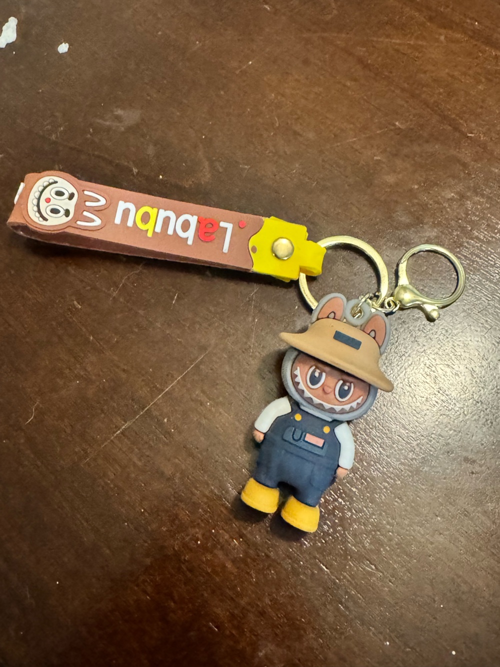 Labubu Character Keychain Bag Charm Brown Rubber Strap NWOT